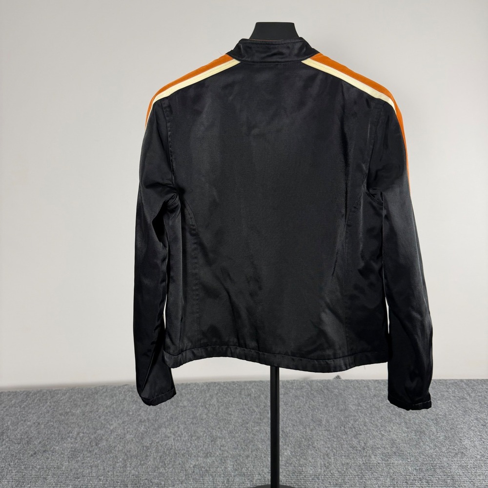 HarleyDavidson Womens Black Orange Racing Stripe Mesh Lined Riding Jacket Medium - Picture 2 of 14